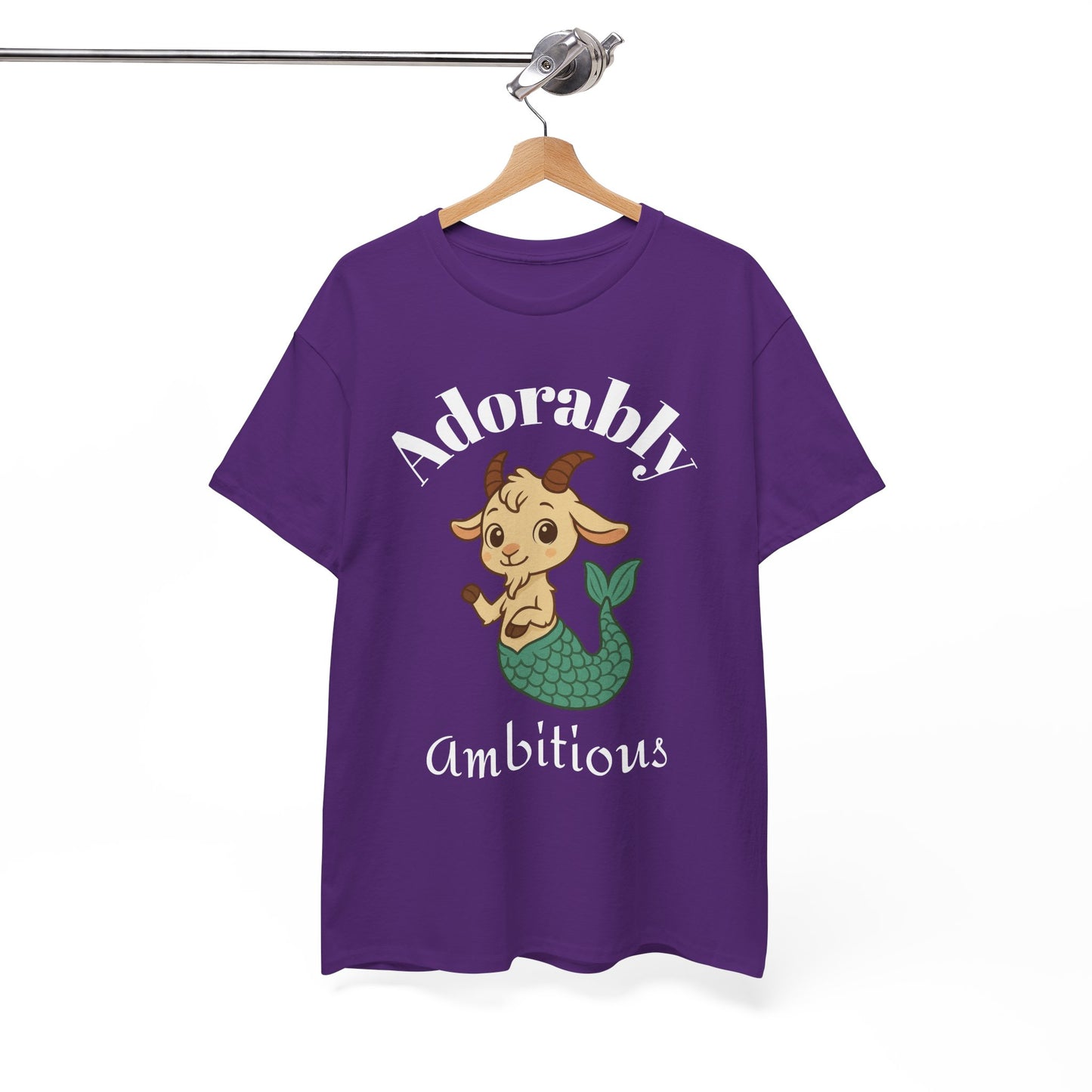 Adorably Ambitious - Adorable Capricorn Zodiac T-Shirt | Astrology Graphic Tee with Cartoon Sea Goat