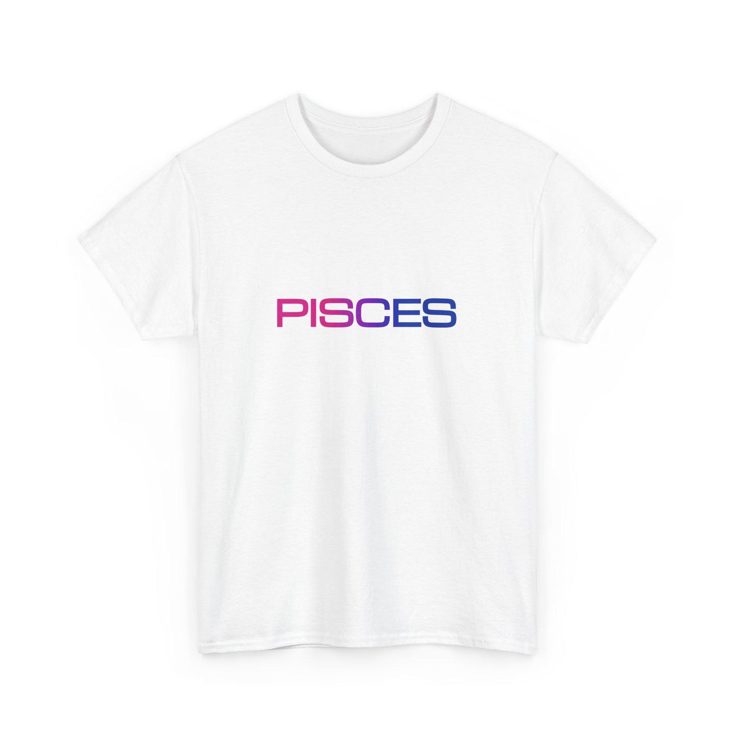 Pisces Zodiac Heavy Cotton Tee | Unisex Astrology Shirt, Bisexual Flag Colors, Text Only