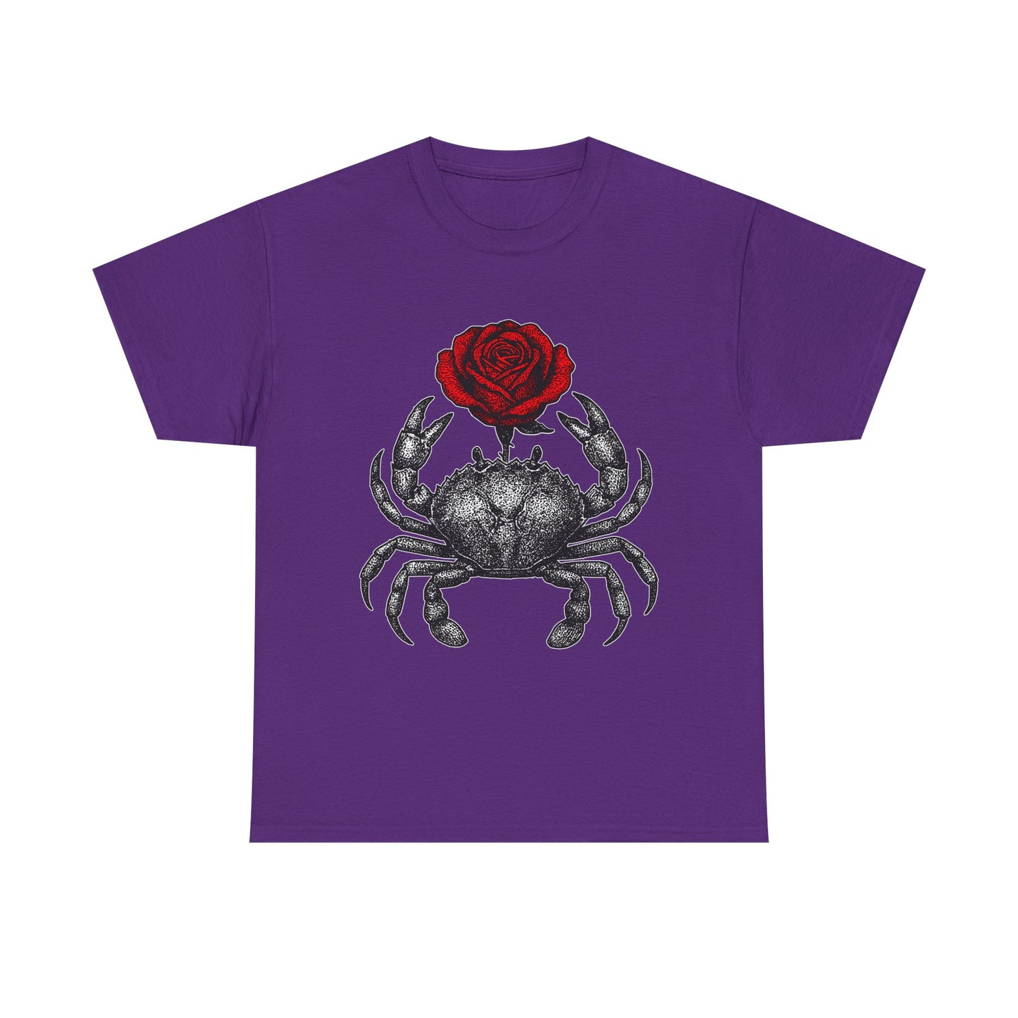 Cancer Zodiac Heavy Cotton Tee | Unisex Astrology Shirt, Gothic Rose Image