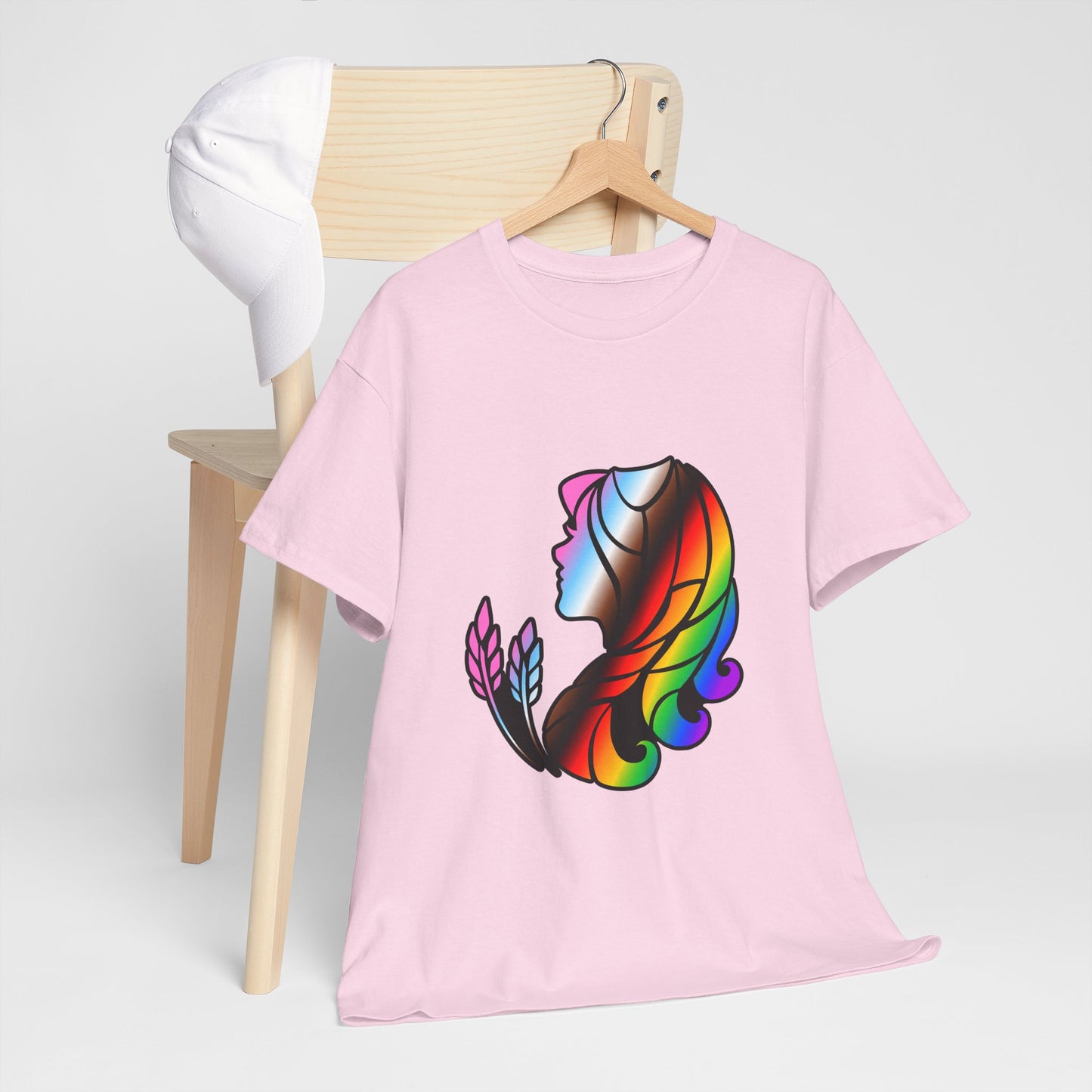 Virgo Zodiac Heavy Cotton Tee | Unisex Astrology Shirt, Progress Pride Flag Colors, Image Only