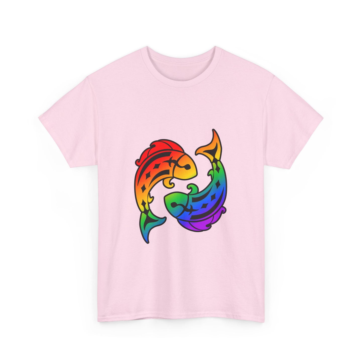 Pisces Zodiac Heavy Cotton Tee | Unisex Astrology Shirt, Classic Rainbow, Image Only