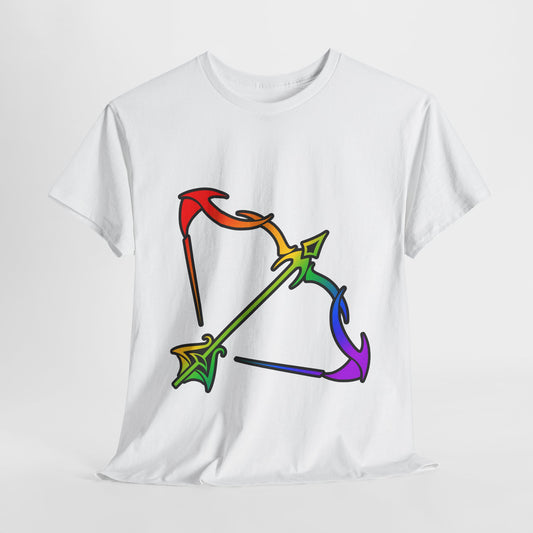Sagittarius Zodiac Heavy Cotton Tee | Unisex Astrology Shirt, Classic Rainbow, Image Only