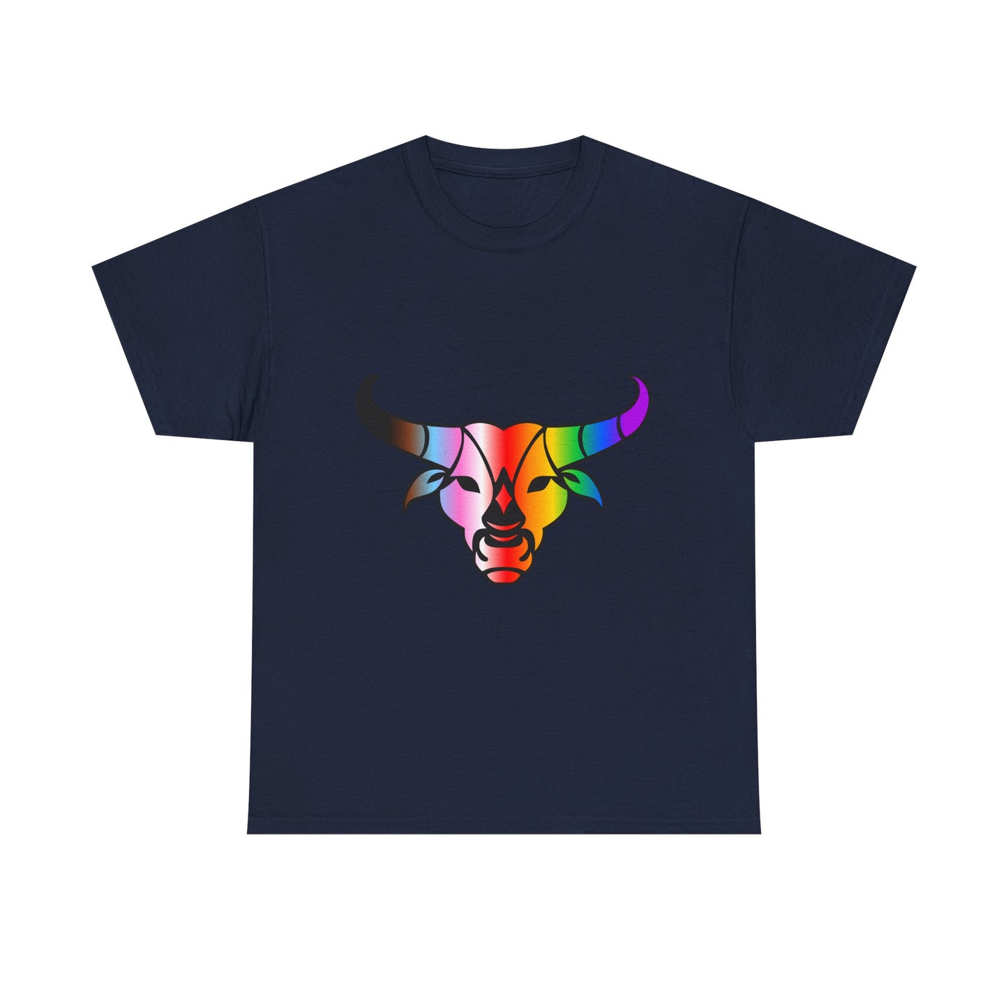 Taurus Zodiac Heavy Cotton Tee | Unisex Astrology Shirt, Progress Pride Flag Colors, Image Only