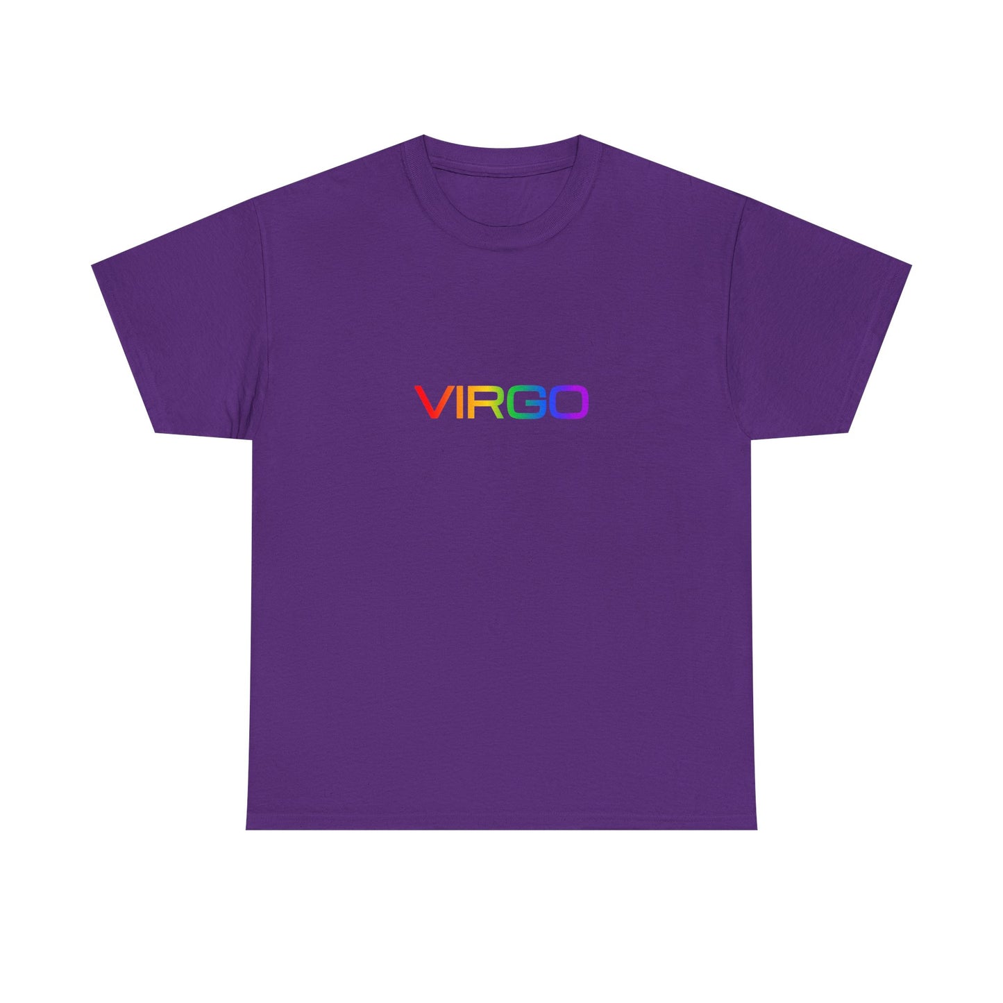 Virgo Zodiac Heavy Cotton Tee | Unisex Astrology Shirt, Classic Rainbow, Text Only
