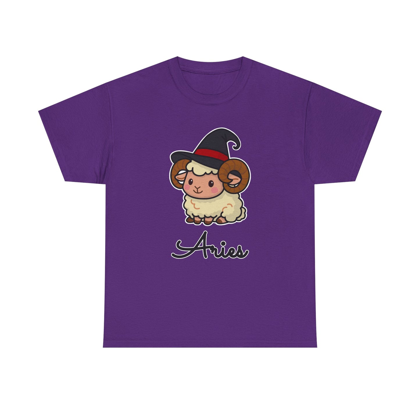 Aries Astrology T-Shirt – Cute Cartoon Ram in Witch Hat Zodiac Graphic Tee
