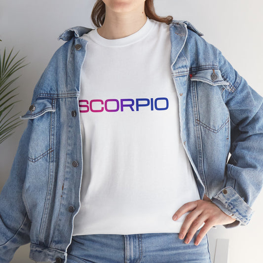 Scorpio Zodiac Heavy Cotton Tee | Unisex Astrology Shirt, Bisexual Flag Colors, Text Only