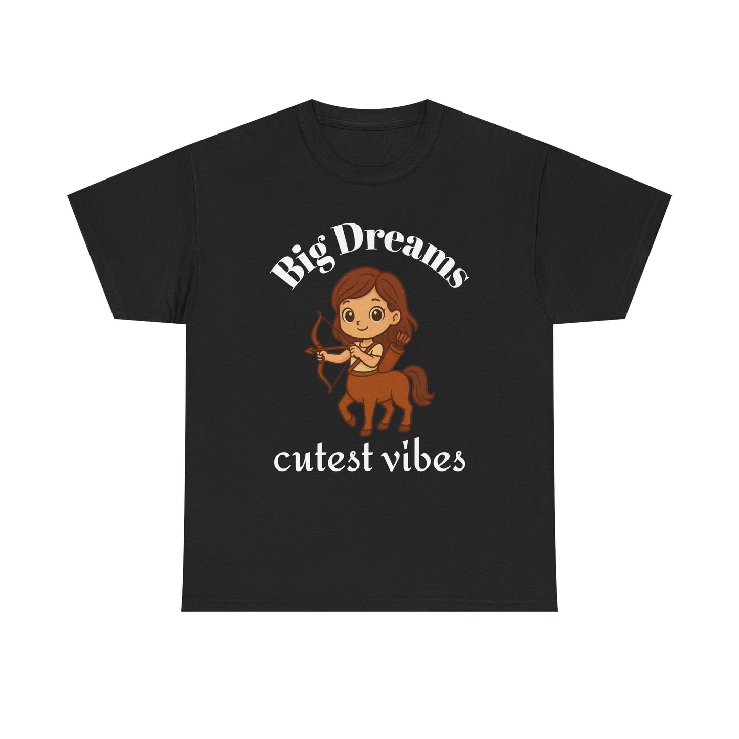 Big Dreams, Cutest Vibes - Adorable Sagittarius Zodiac T-Shirt | Astrology Graphic Tee with Cartoon Centaur