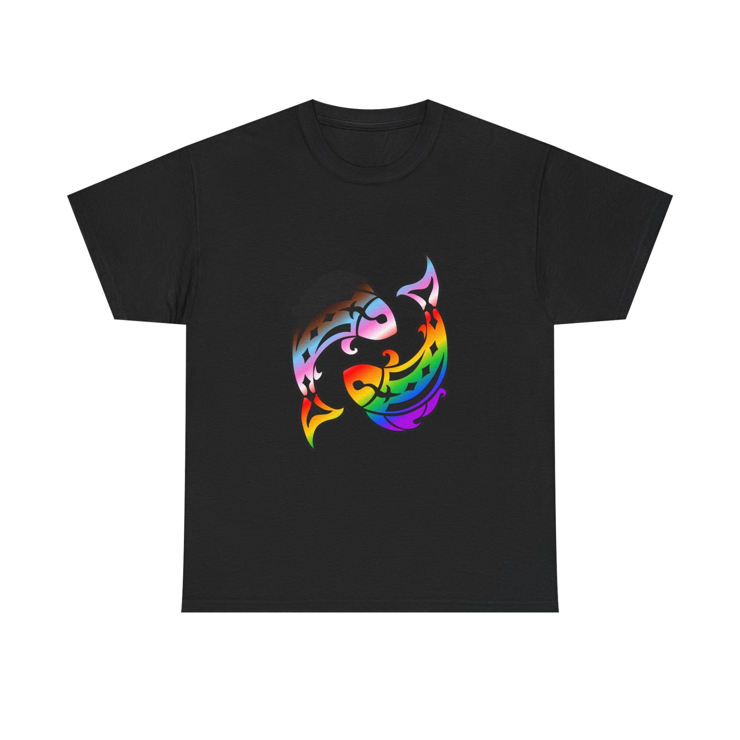 Pisces Zodiac Heavy Cotton Tee | Unisex Astrology Shirt, Progress Pride Flag Colors, Image Only