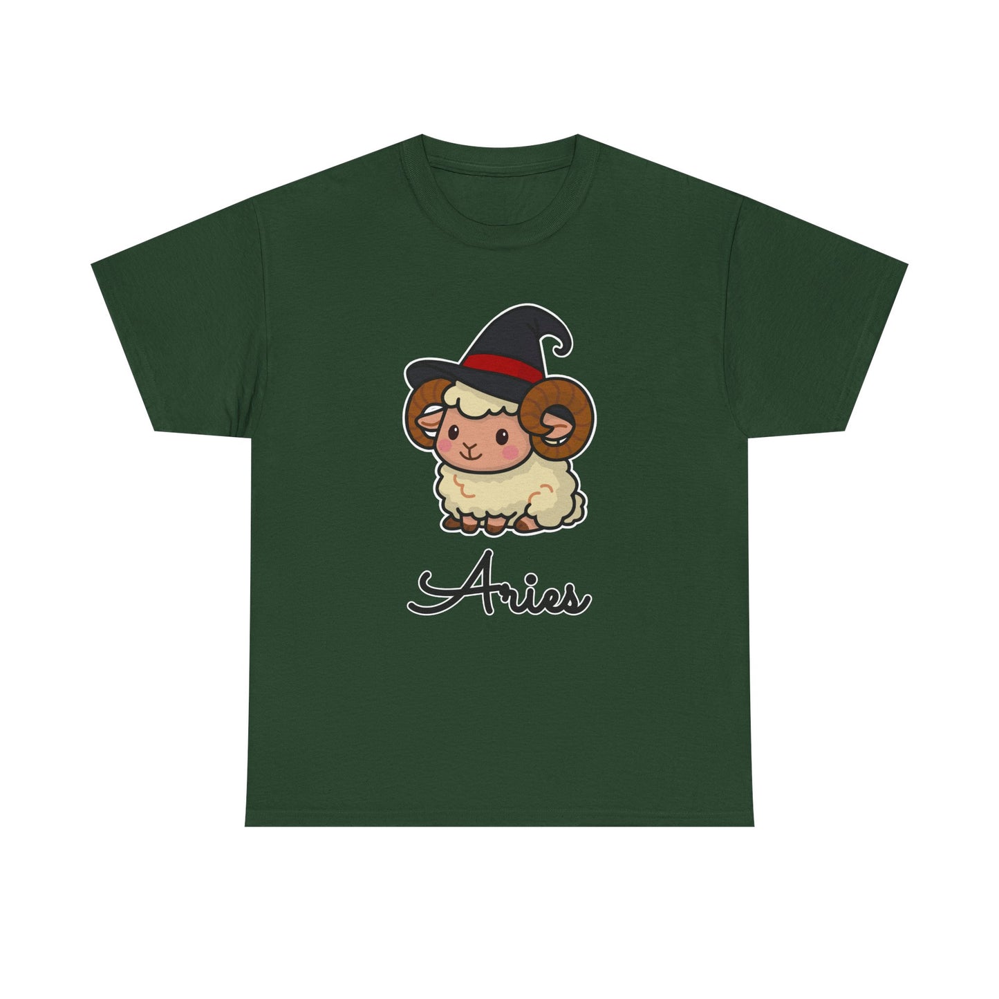 Aries Astrology T-Shirt – Cute Cartoon Ram in Witch Hat Zodiac Graphic Tee
