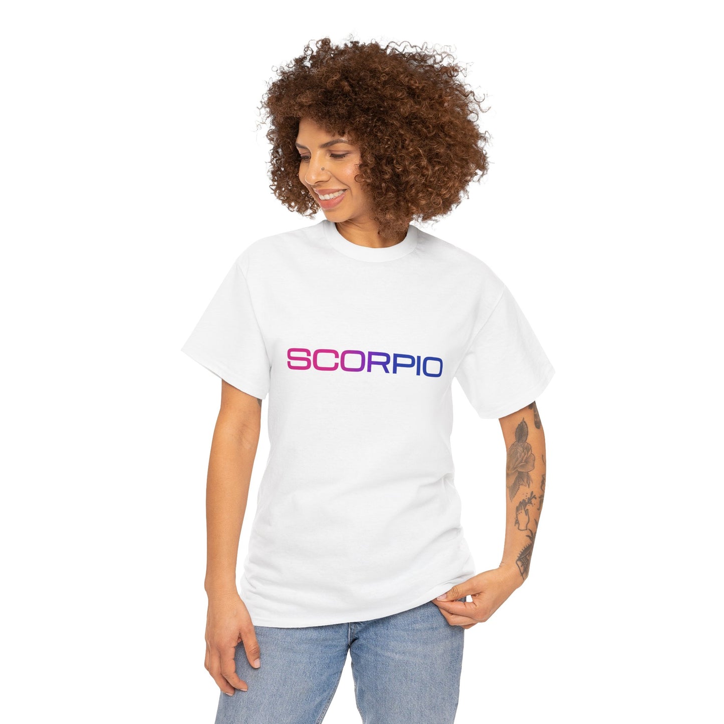 Scorpio Zodiac Heavy Cotton Tee | Unisex Astrology Shirt, Bisexual Flag Colors, Text Only