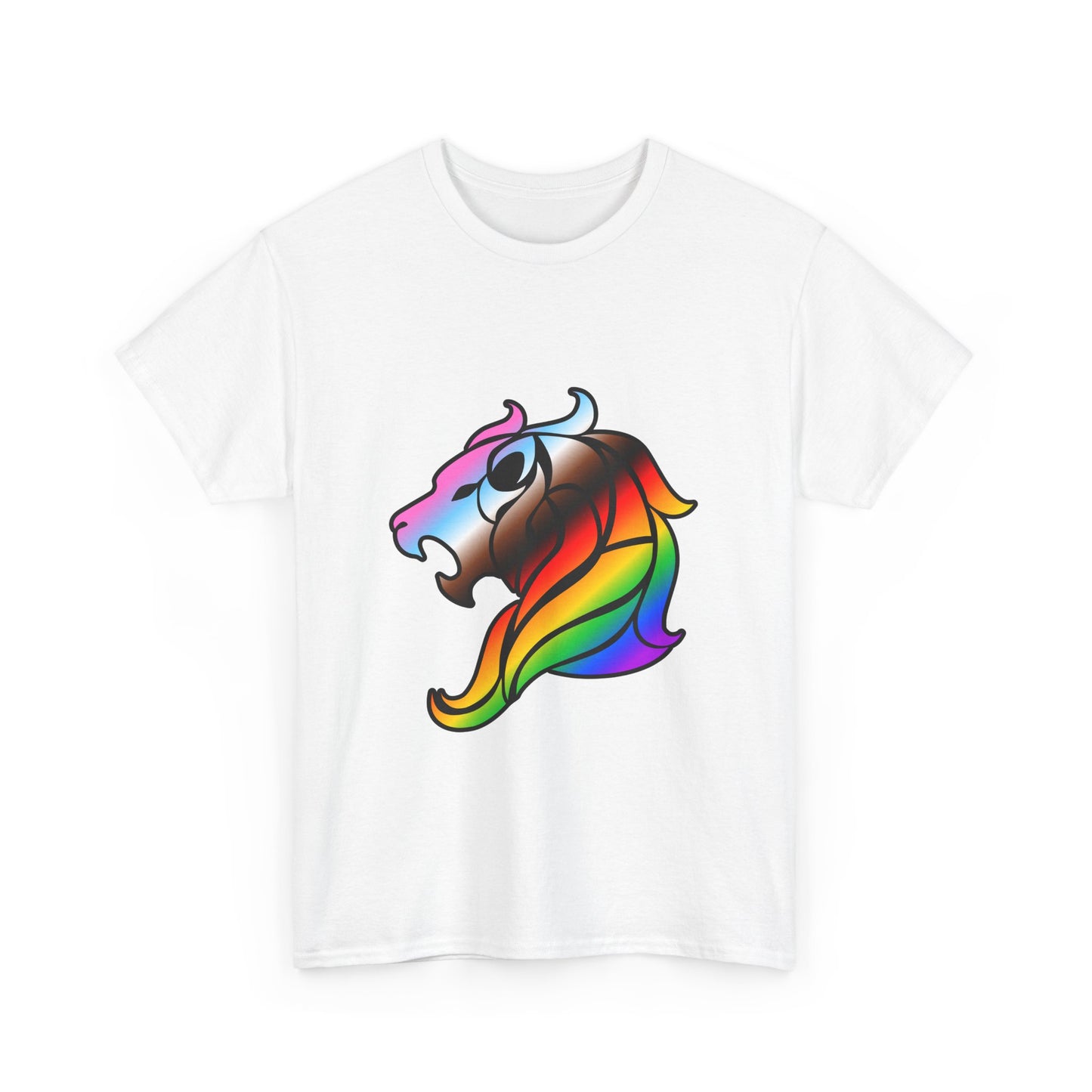 Leo Zodiac Heavy Cotton Tee | Unisex Astrology Shirt, Progress Pride Flag Colors, Image Only