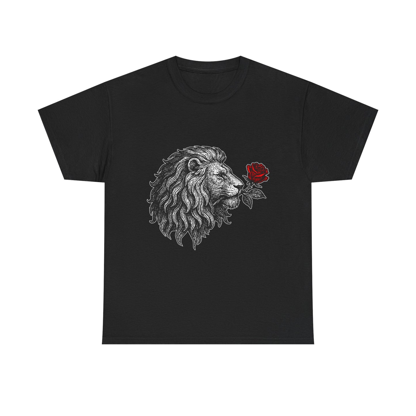 Leo Zodiac Heavy Cotton Tee | Unisex Astrology Shirt, Gothic Rose Image