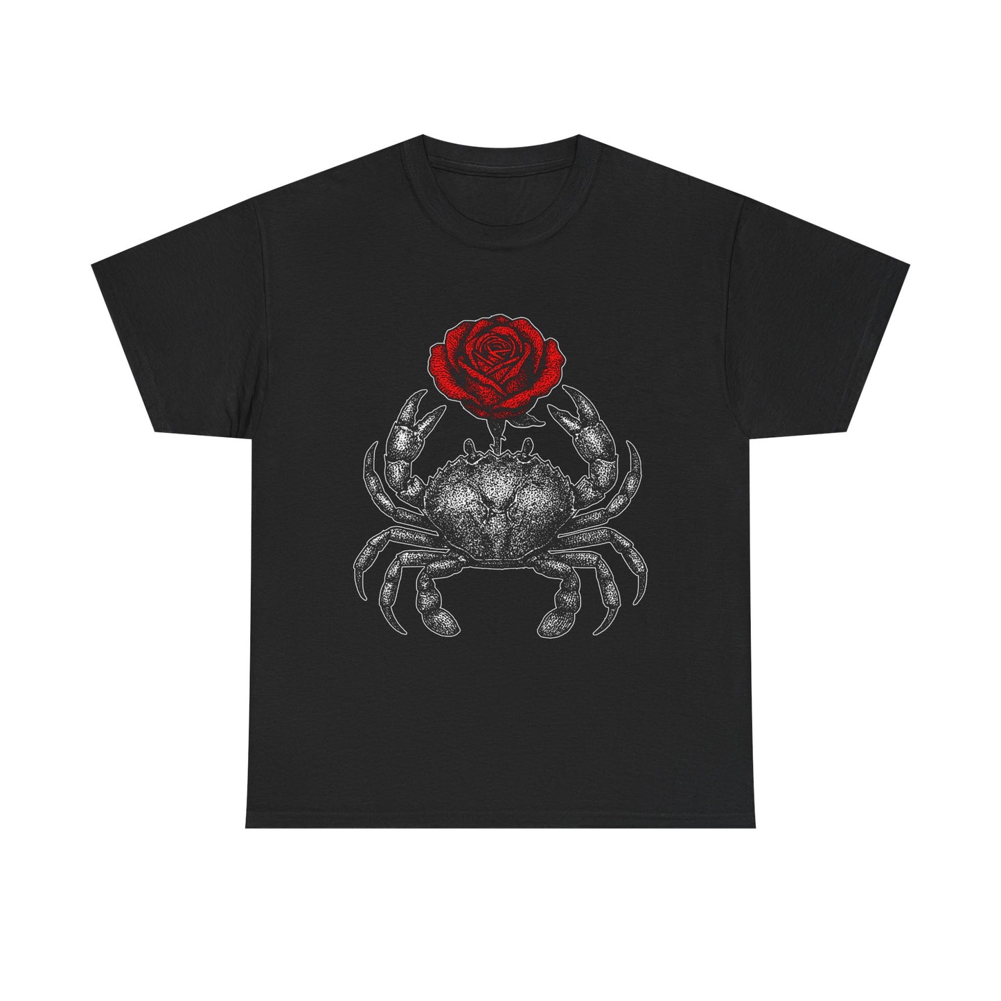 Cancer Zodiac Heavy Cotton Tee | Unisex Astrology Shirt, Gothic Rose Image