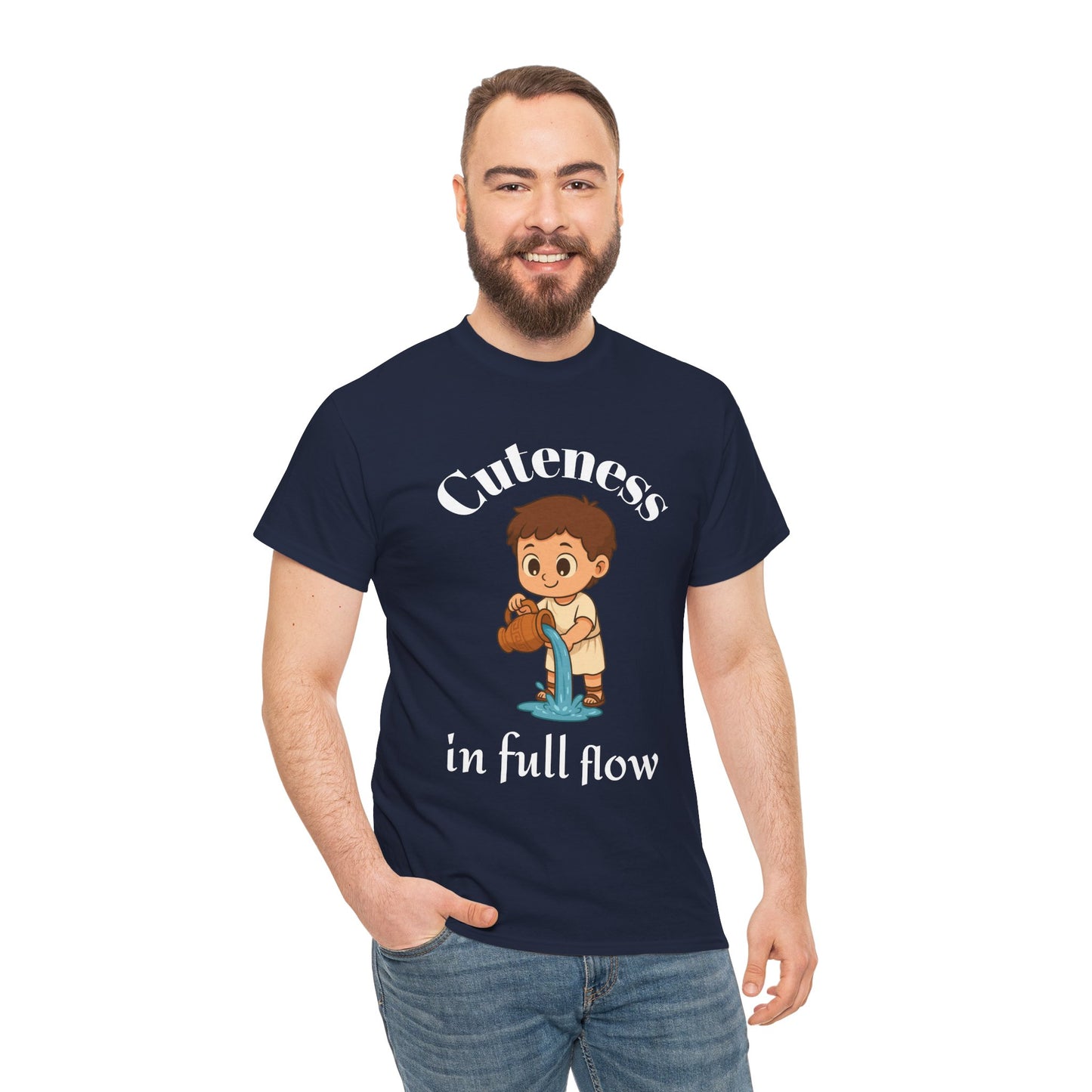Cuteness in full flow - Adorable Aquarius Zodiac T-Shirt | Astrology Graphic Tee with Cartoon Water Bearer