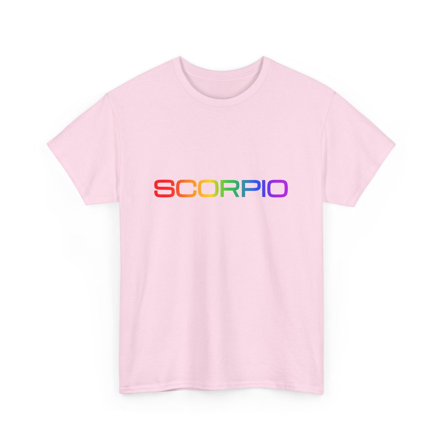 Scorpio Zodiac Heavy Cotton Tee | Unisex Astrology Shirt, Classic Rainbow, Text Only