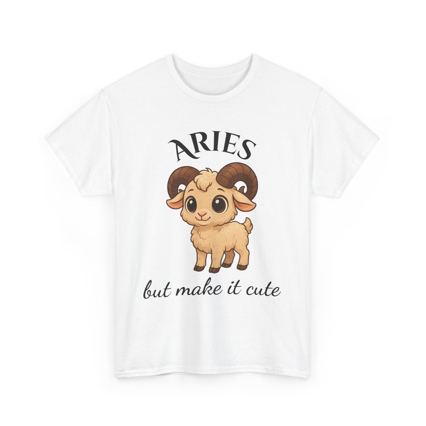 Aries but Make It Cute – Adorable Aries Zodiac T-Shirt | Astrology Graphic Tee with Cartoon Ram 🐏
