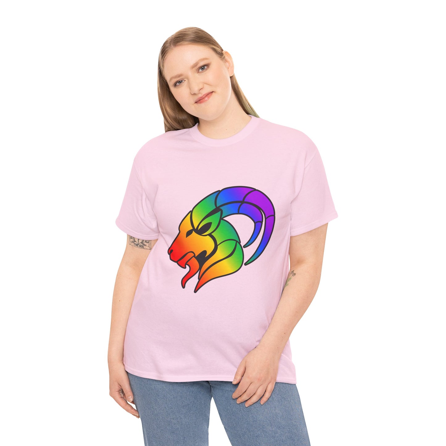 Capricorn Zodiac Heavy Cotton Tee | Unisex Astrology Shirt, Classic Rainbow, Image Only