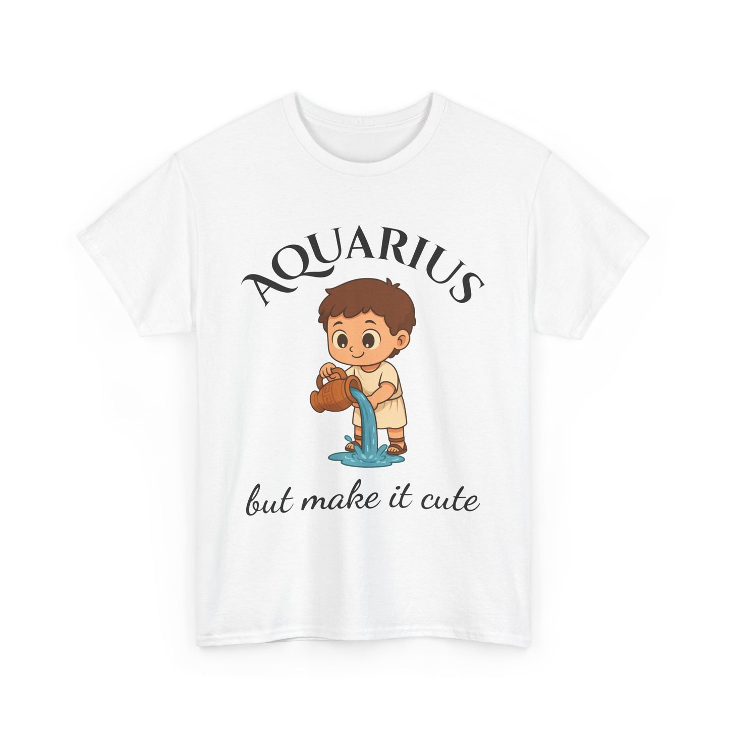 Aquarius But Make It Cute - Adorable Zodiac T-Shirt | Astrology Graphic Tee with Cartoon Water Bearer