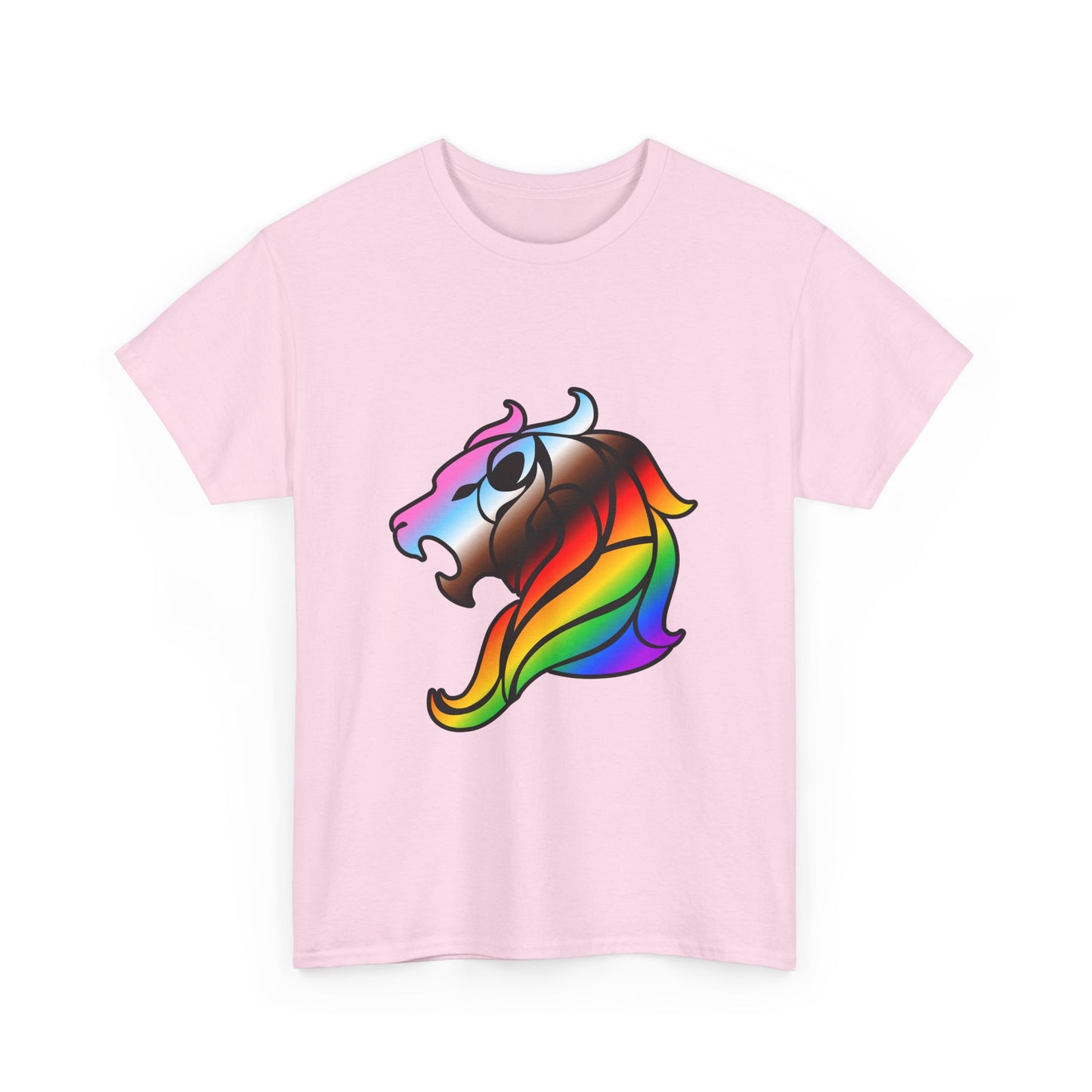 Leo Zodiac Heavy Cotton Tee | Unisex Astrology Shirt, Progress Pride Flag Colors, Image Only