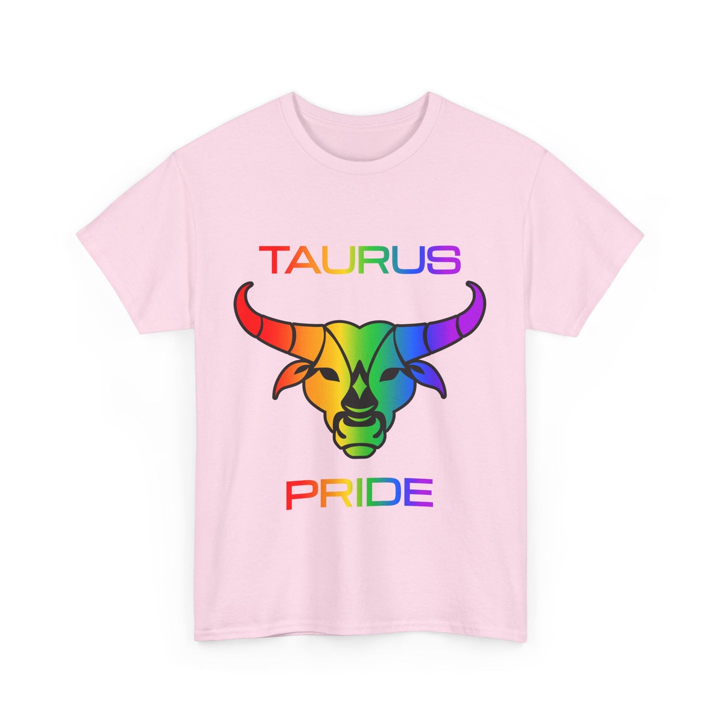 Taurus Zodiac Heavy Cotton Tee | Unisex Astrology Shirt, Classic Rainbow, Image with Text