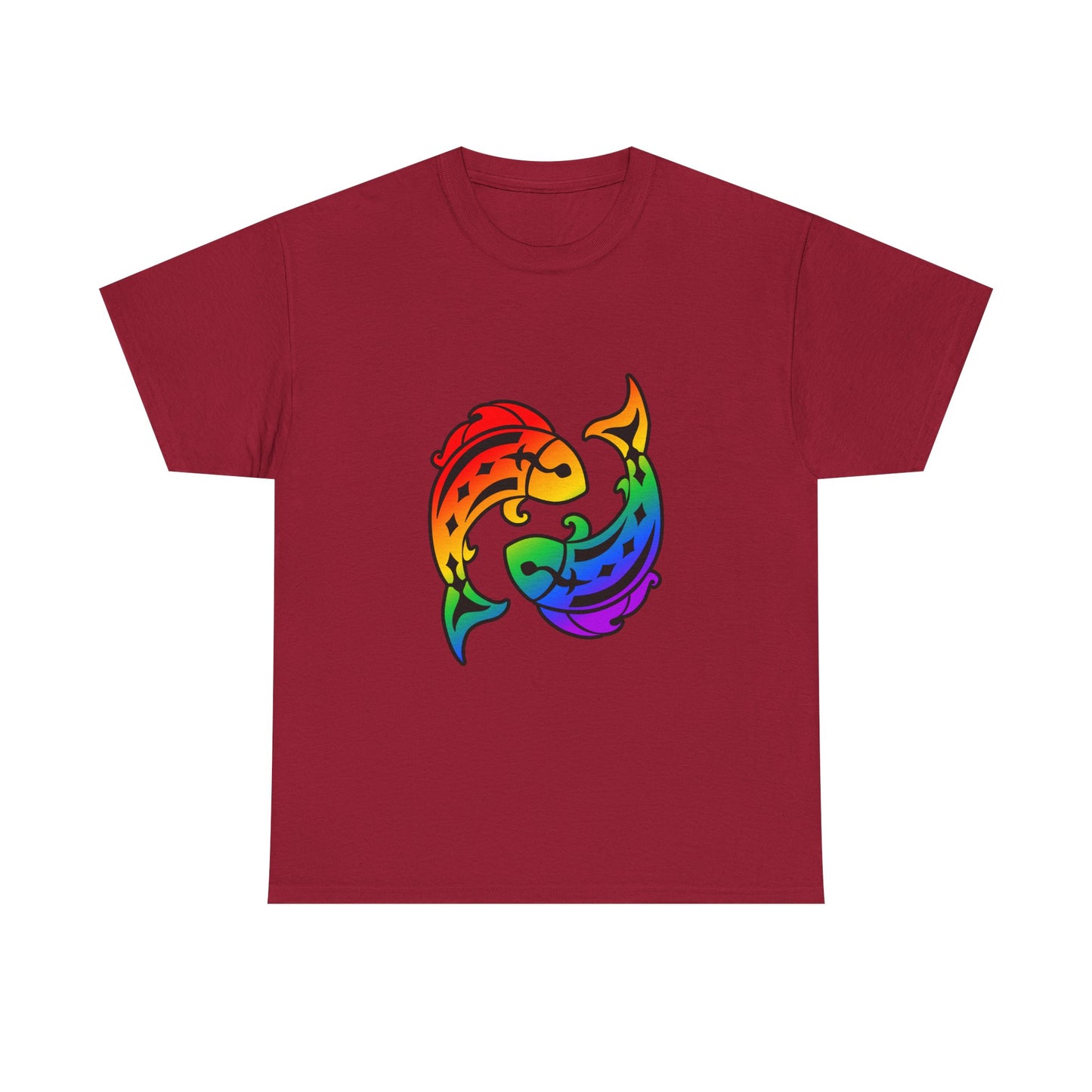 Pisces Zodiac Heavy Cotton Tee | Unisex Astrology Shirt, Classic Rainbow, Image Only