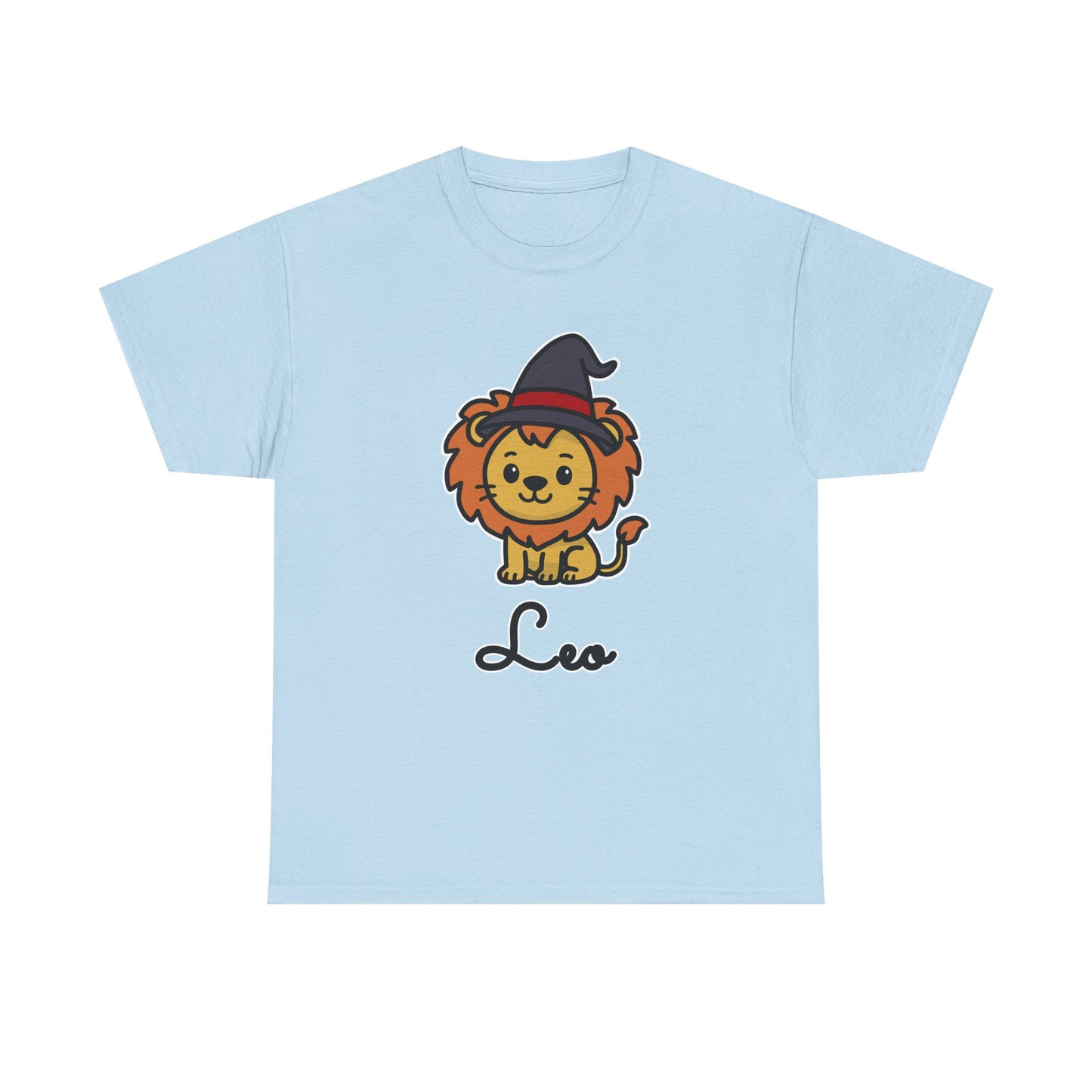 Leo Astrology T-Shirt – Cute Cartoon Lion in Witch Hat Zodiac Graphic Tee