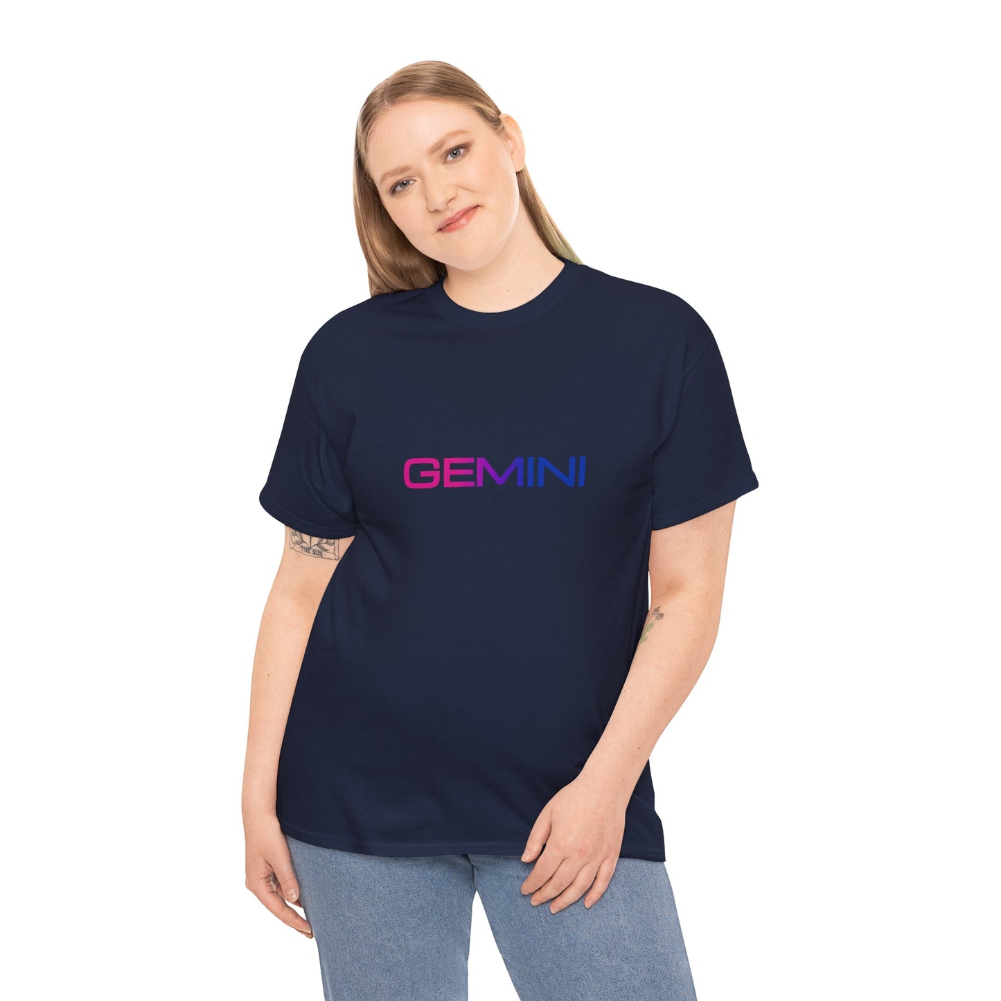 Gemini Zodiac Heavy Cotton Tee | Unisex Astrology Shirt, Bisexual Flag Colors, Text Only