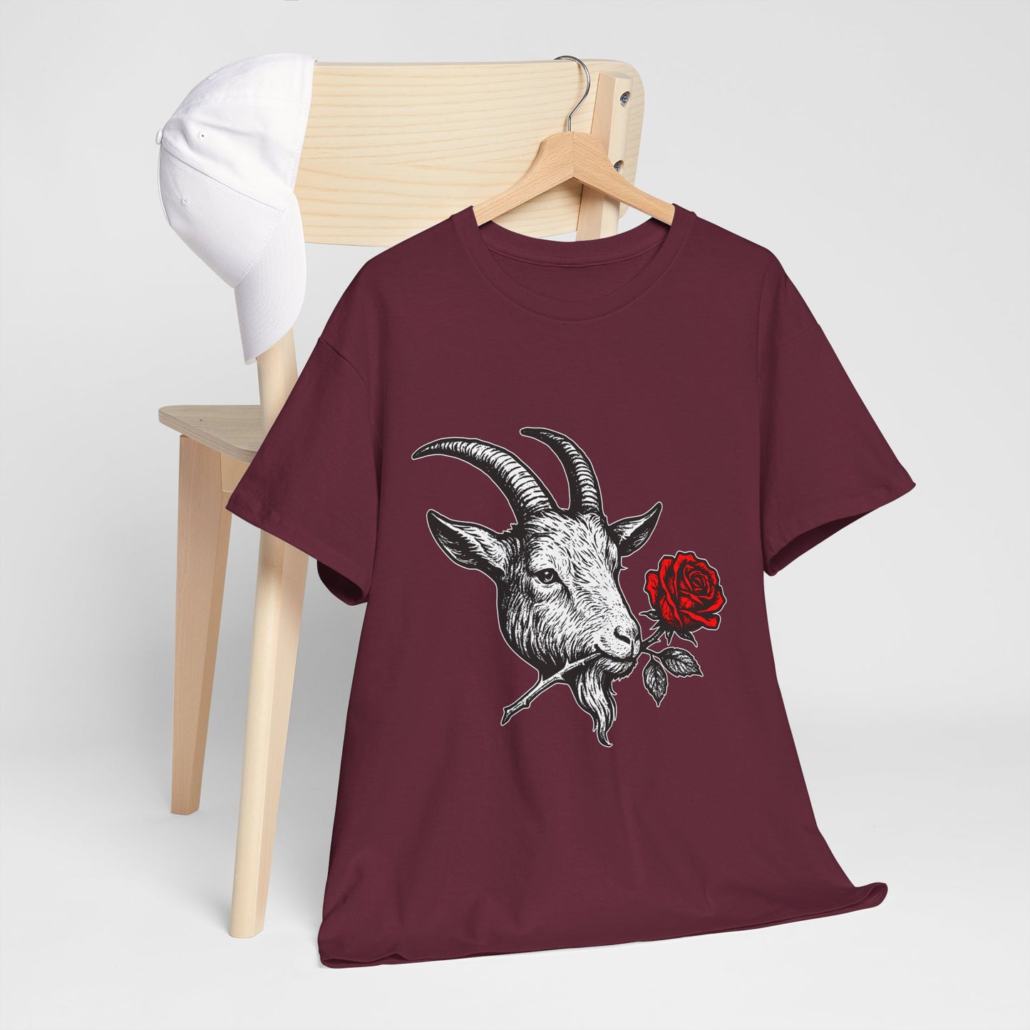 Capricorn Zodiac Heavy Cotton Tee | Unisex Astrology Shirt, Gothic Rose Image