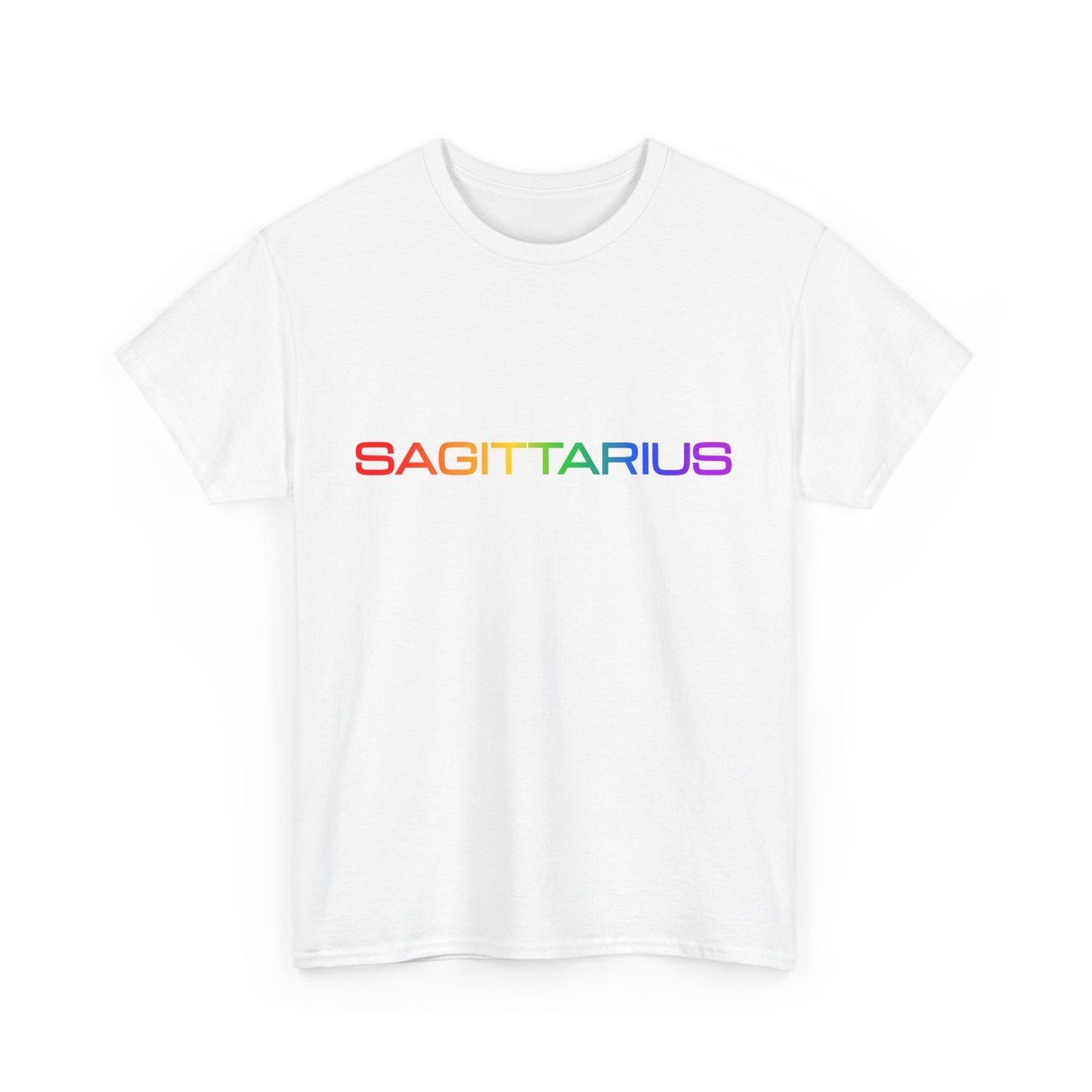 Sagittarius Zodiac Heavy Cotton Tee | Unisex Astrology Shirt, Classic Rainbow, Text Only