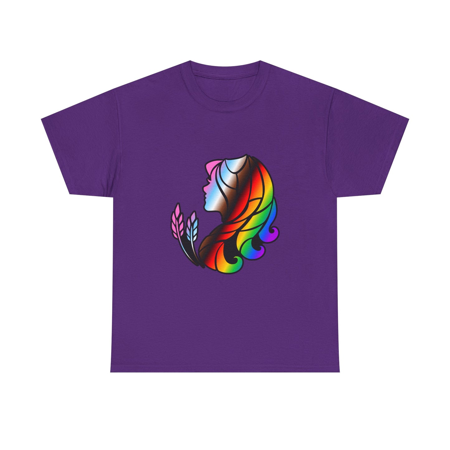 Virgo Zodiac Heavy Cotton Tee | Unisex Astrology Shirt, Progress Pride Flag Colors, Image Only