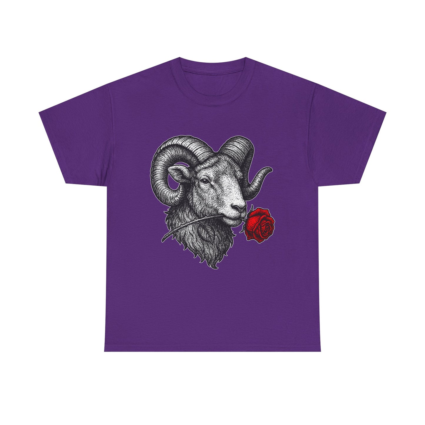 Aries Zodiac Heavy Cotton Tee | Unisex Astrology Shirt, Gothic Rose Image