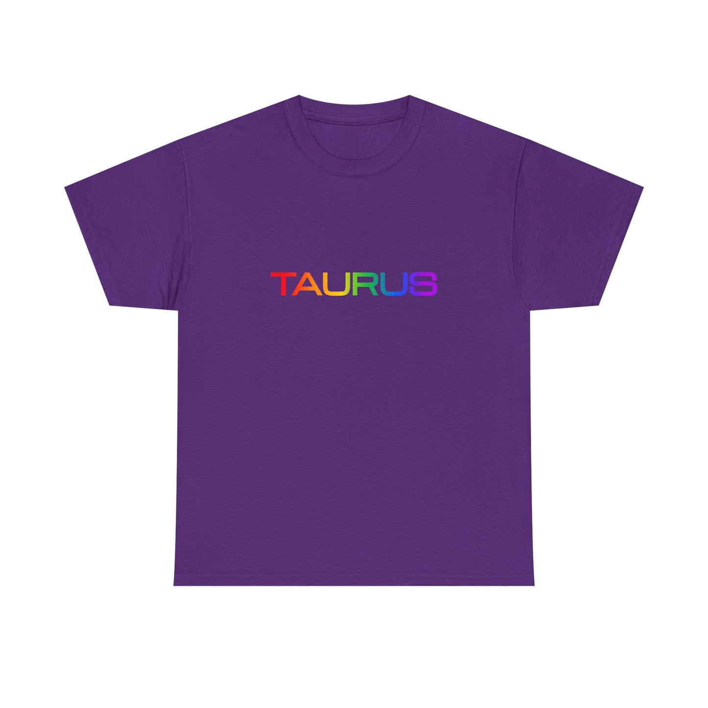 Taurus Zodiac Heavy Cotton Tee | Unisex Astrology Shirt, Classic Rainbow, Text Only