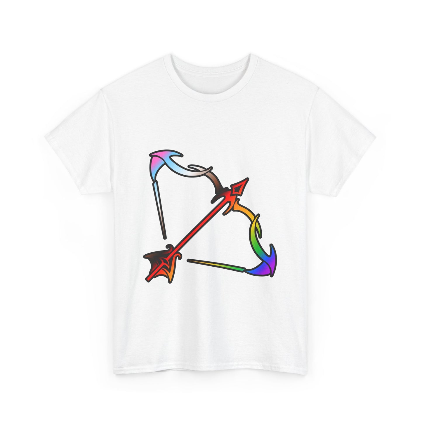 Sagittarius Zodiac Heavy Cotton Tee | Unisex Astrology Shirt, Progress Pride Flag Colors, Image Only