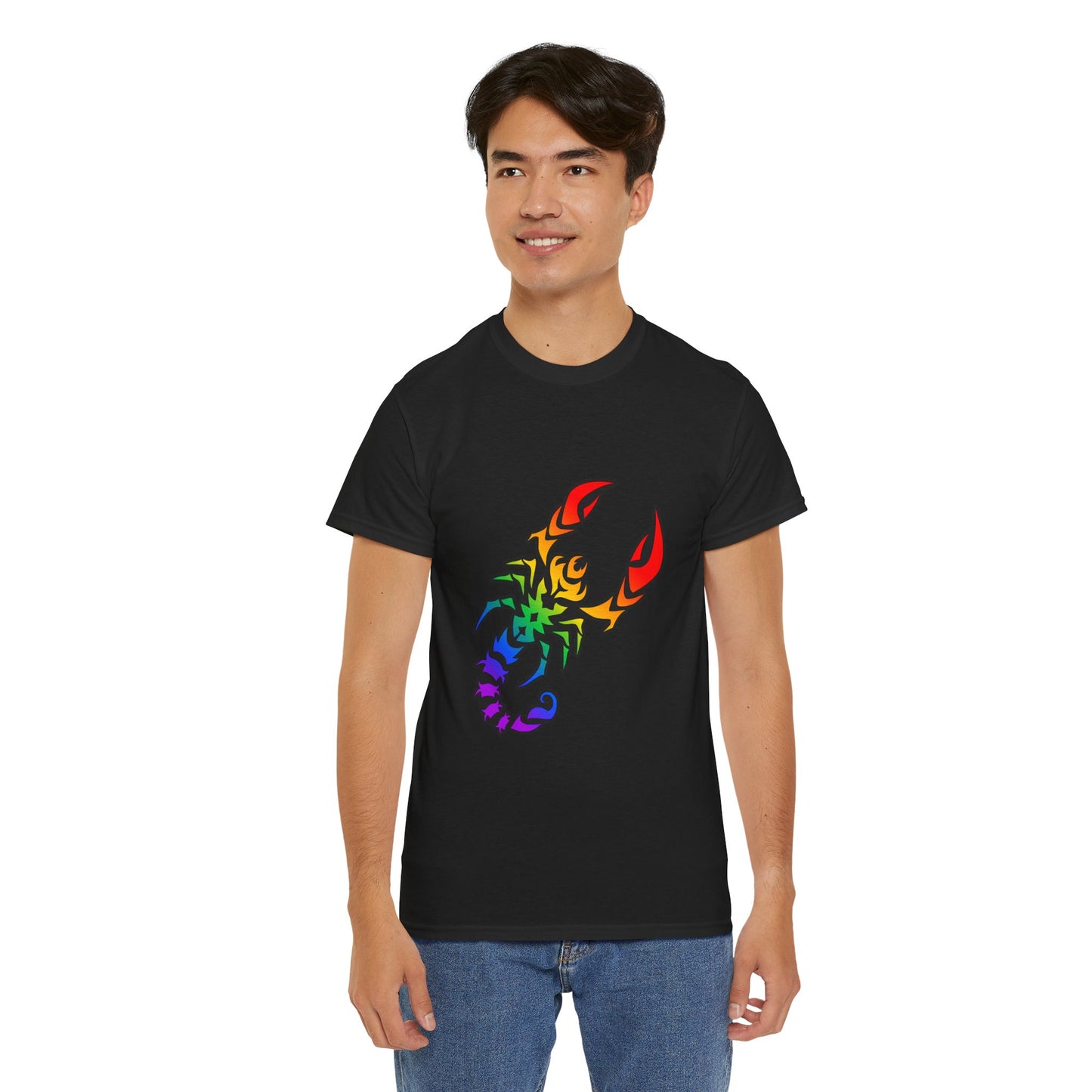 Scorpio Zodiac Heavy Cotton Tee | Unisex Astrology Shirt, Classic Rainbow, Image Only