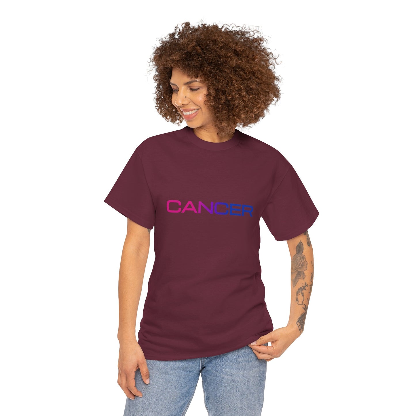 Cancer Zodiac Heavy Cotton Tee | Unisex Astrology Shirt, Bisexual Flag Colors, Text Only