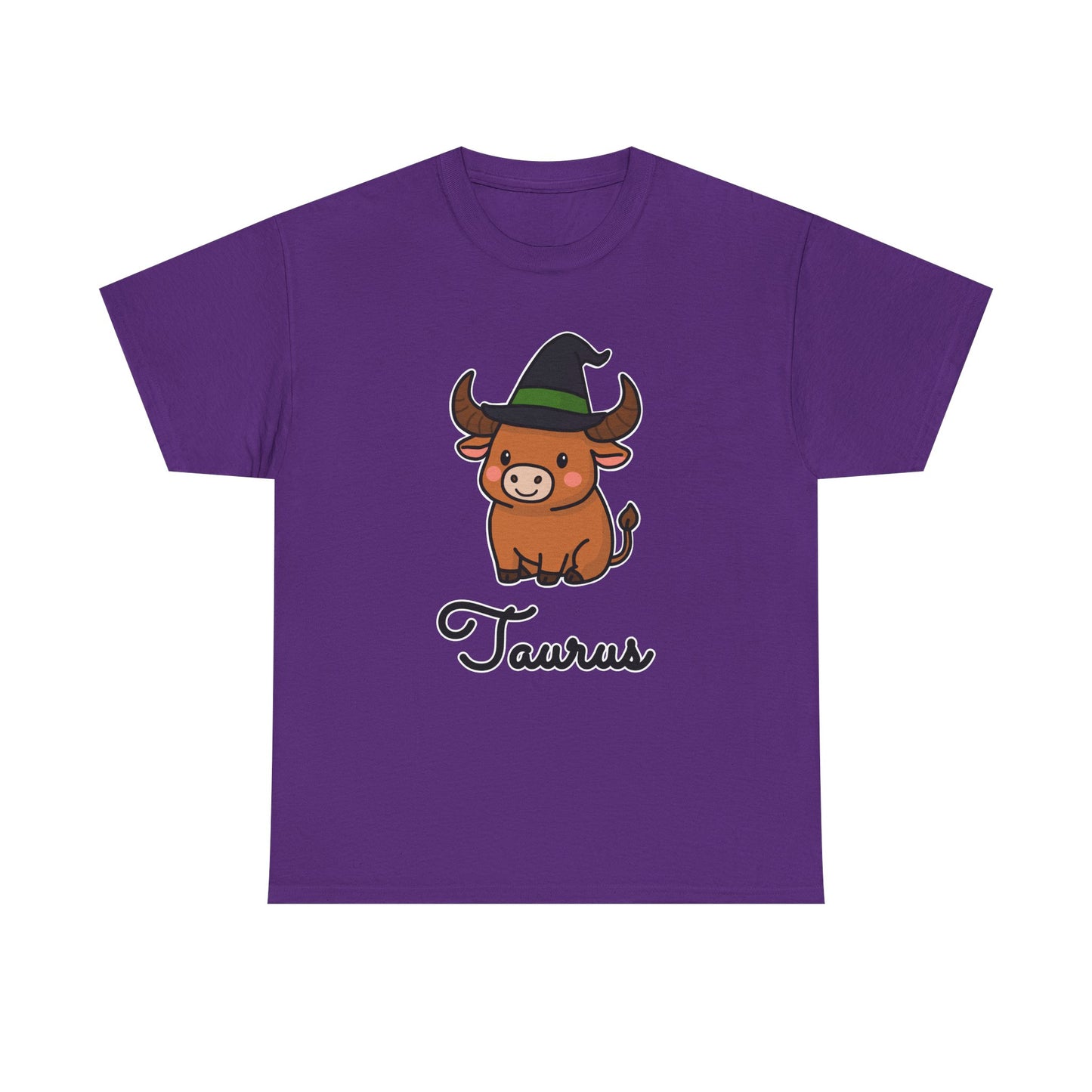 Taurus Astrology T-Shirt – Cute Cartoon Bull in Witch Hat Zodiac Graphic Tee