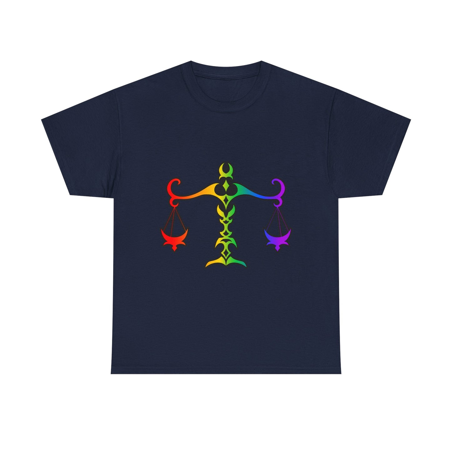 Libra Zodiac Heavy Cotton Tee | Unisex Astrology Shirt, Classic Rainbow, Image Only