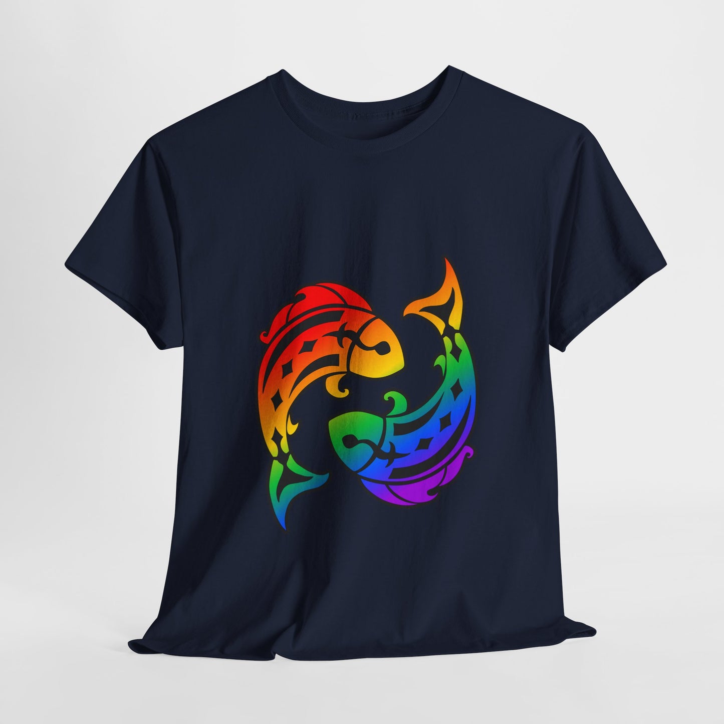 Pisces Zodiac Heavy Cotton Tee | Unisex Astrology Shirt, Classic Rainbow, Image Only