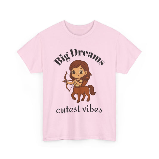 Big Dreams, Cutest Vibes - Adorable Sagittarius Zodiac T-Shirt | Astrology Graphic Tee with Cartoon Centaur