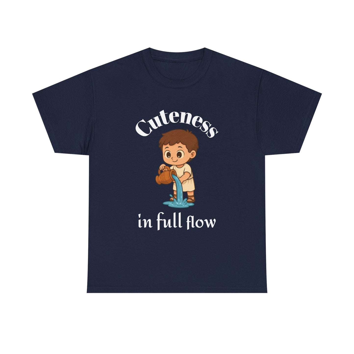 Cuteness in full flow - Adorable Aquarius Zodiac T-Shirt | Astrology Graphic Tee with Cartoon Water Bearer