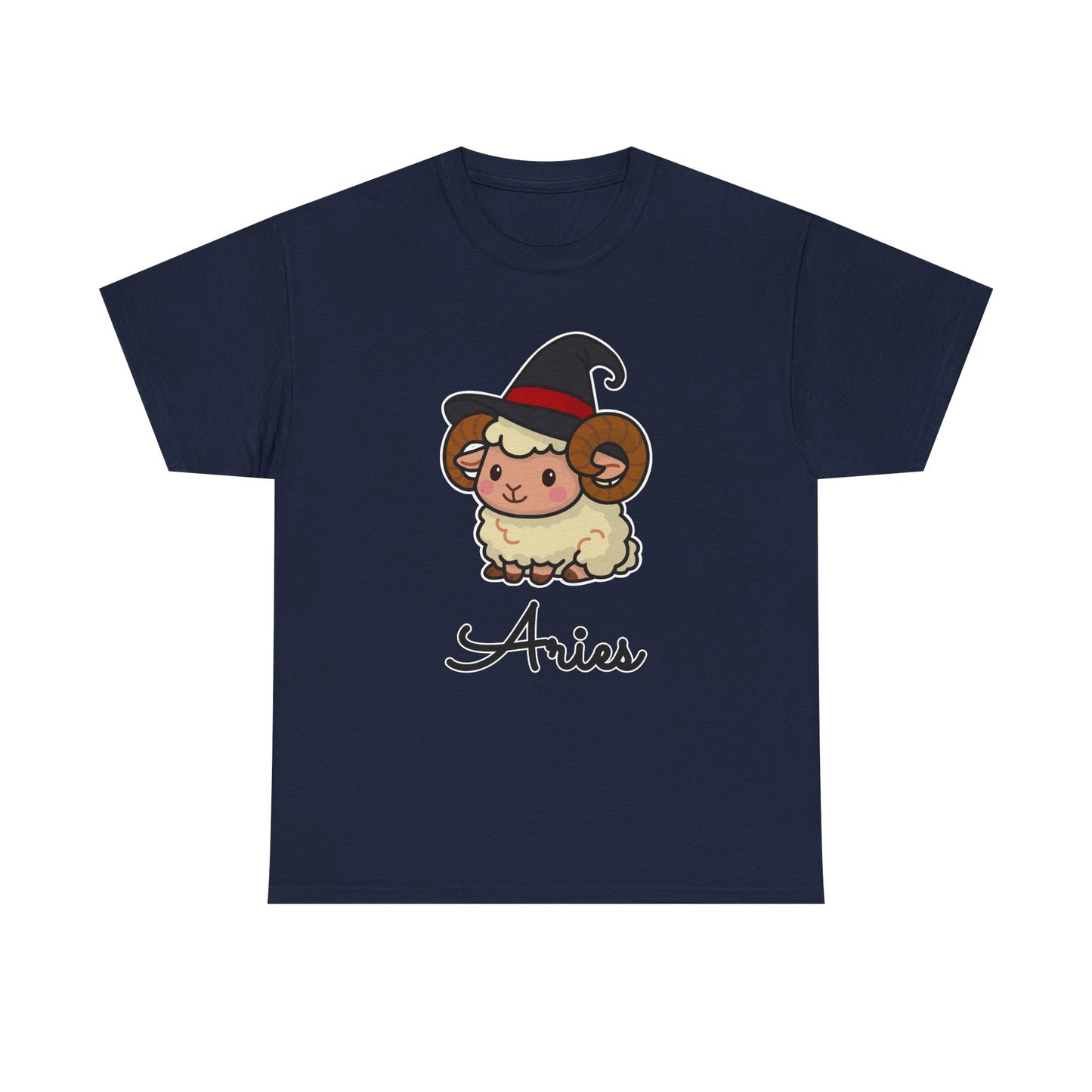 Aries Astrology T-Shirt – Cute Cartoon Ram in Witch Hat Zodiac Graphic Tee