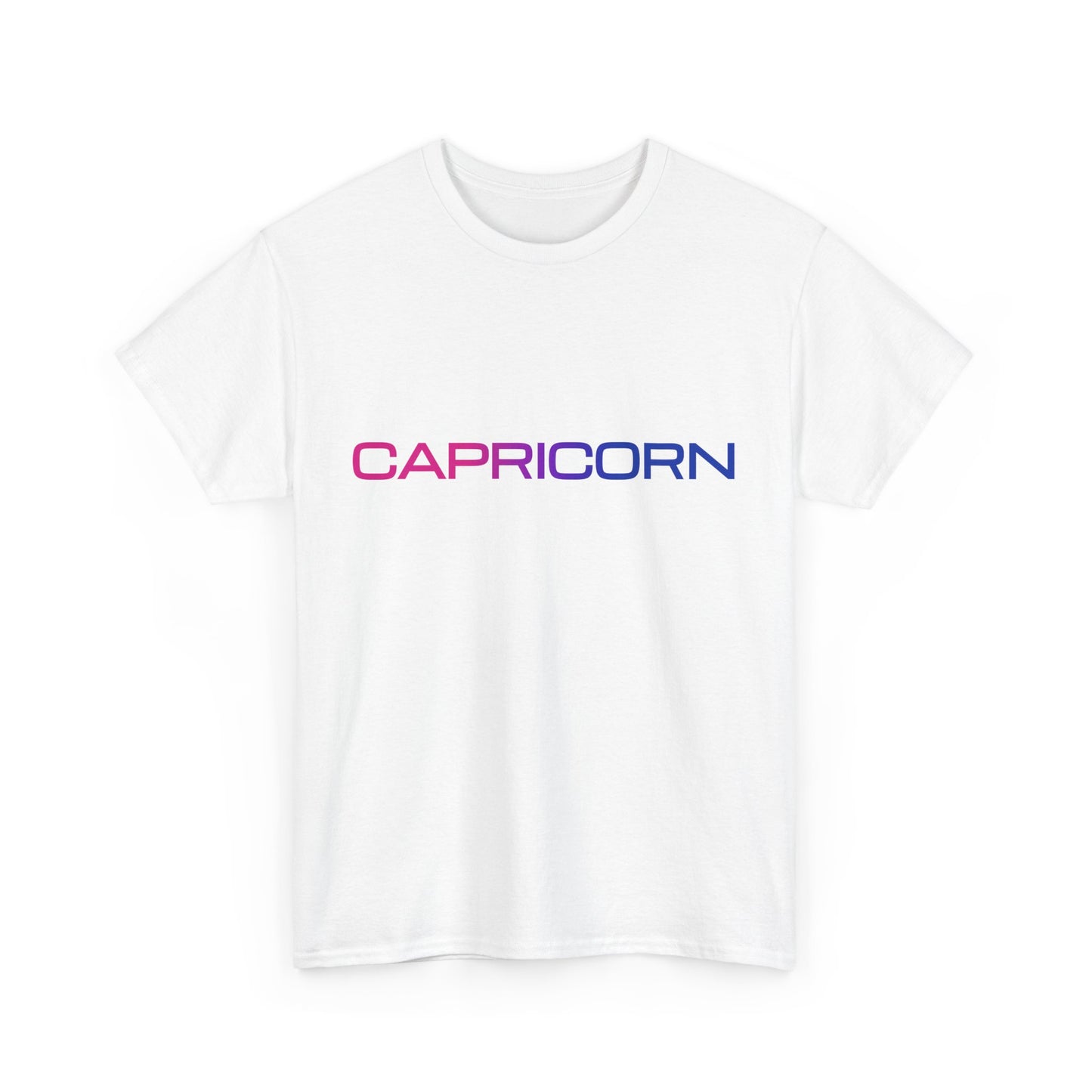 Capricorn Zodiac Heavy Cotton Tee | Unisex Astrology Shirt, Bisexual Flag Colors, Text Only