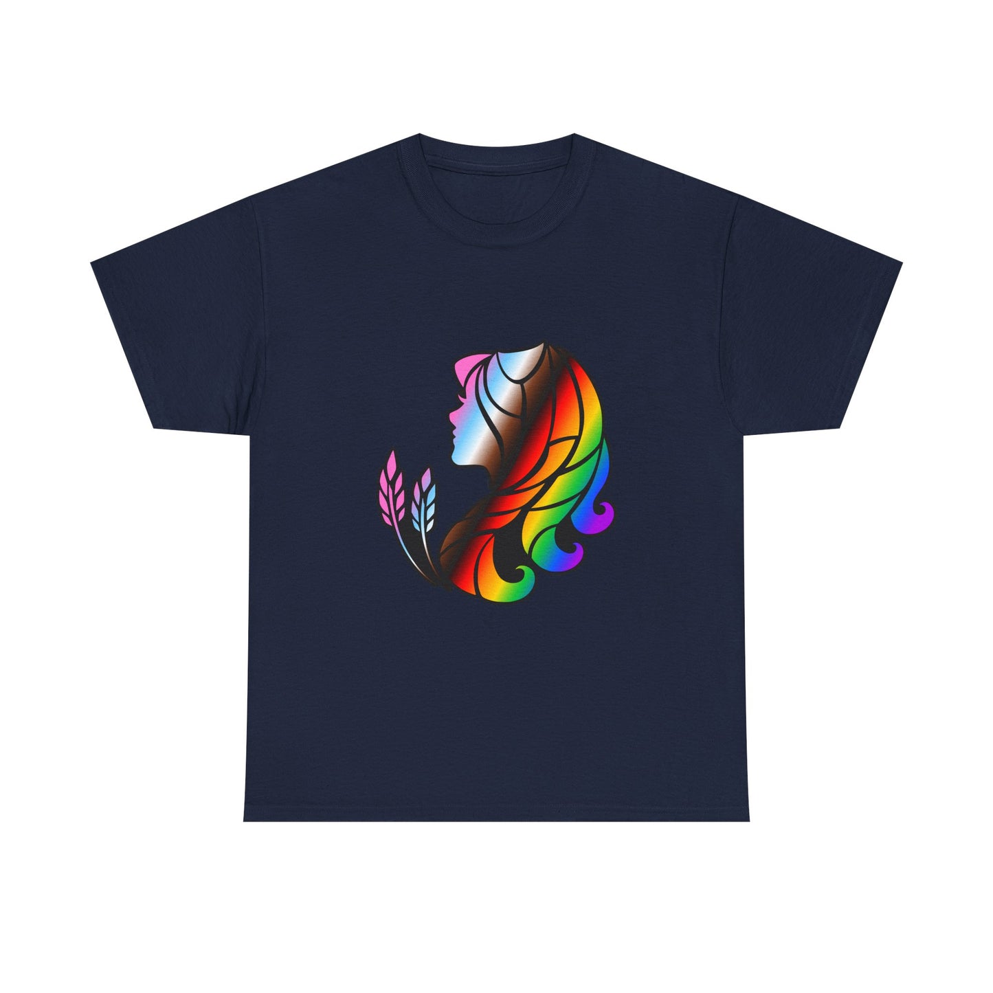 Virgo Zodiac Heavy Cotton Tee | Unisex Astrology Shirt, Progress Pride Flag Colors, Image Only