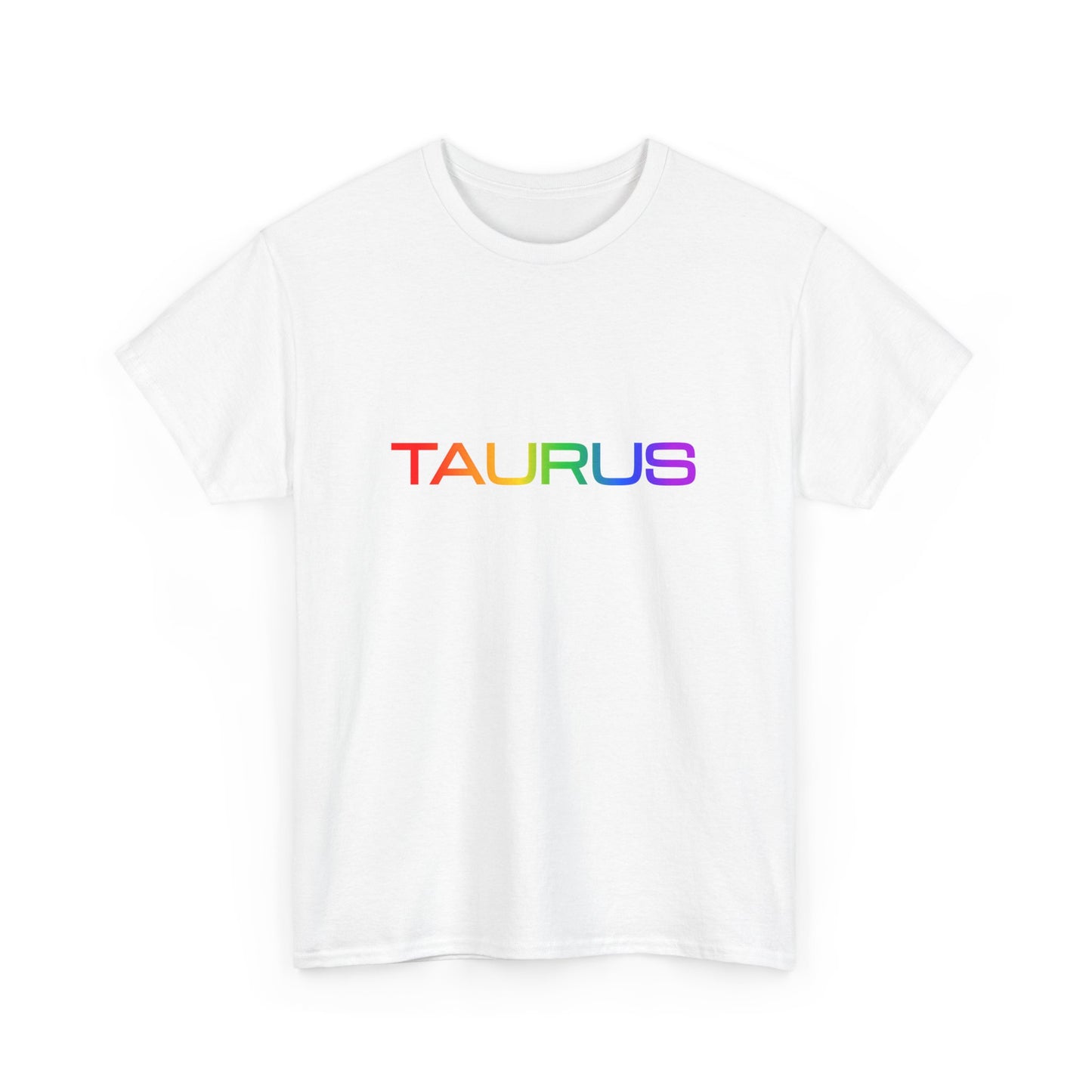 Taurus Zodiac Heavy Cotton Tee | Unisex Astrology Shirt, Classic Rainbow, Text Only