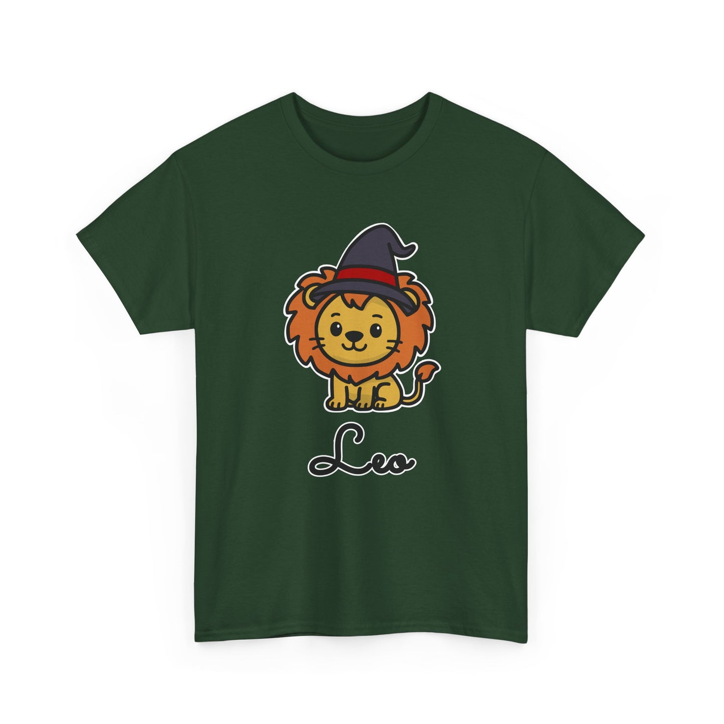 Leo Astrology T-Shirt – Cute Cartoon Lion in Witch Hat Zodiac Graphic Tee