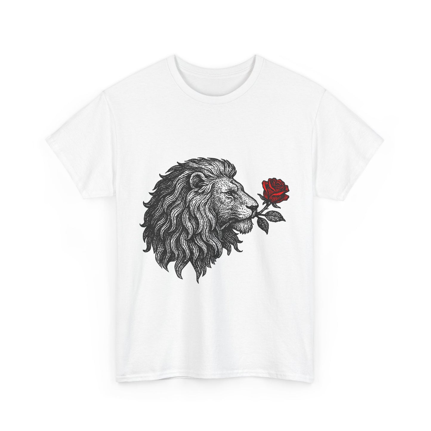 Leo Zodiac Heavy Cotton Tee | Unisex Astrology Shirt, Gothic Rose Image
