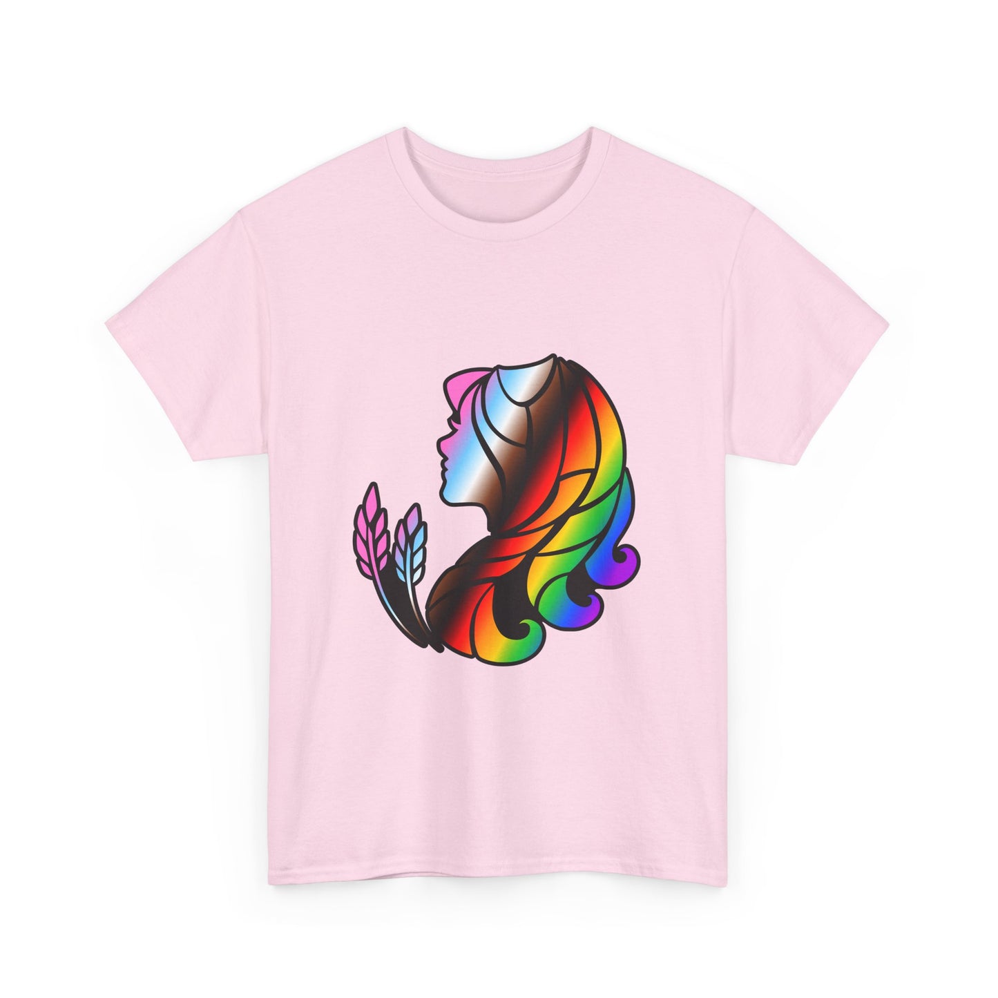 Virgo Zodiac Heavy Cotton Tee | Unisex Astrology Shirt, Progress Pride Flag Colors, Image Only
