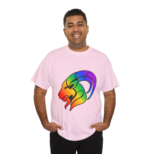 Capricorn Zodiac Heavy Cotton Tee | Unisex Astrology Shirt, Classic Rainbow, Image Only