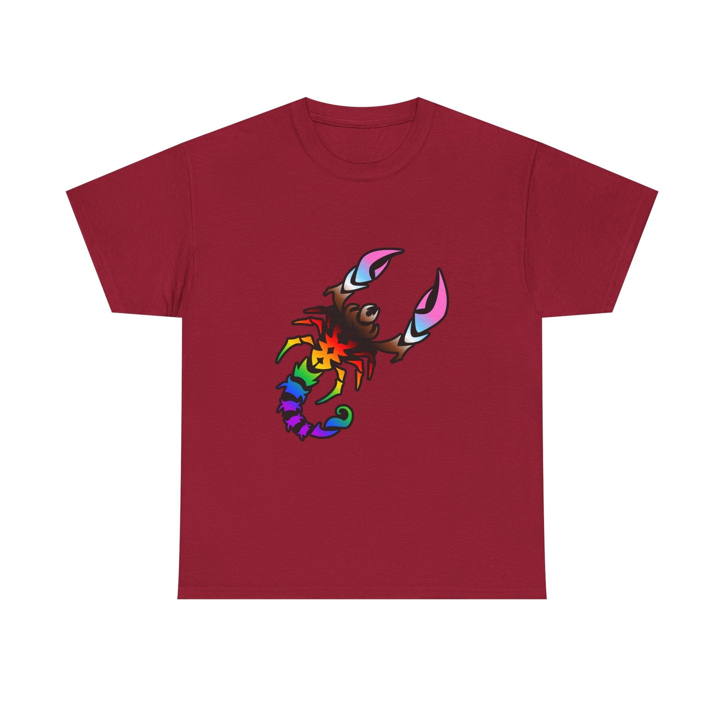Scorpio Zodiac Heavy Cotton Tee | Unisex Astrology Shirt, Progress Pride Flag Colors, Image Only