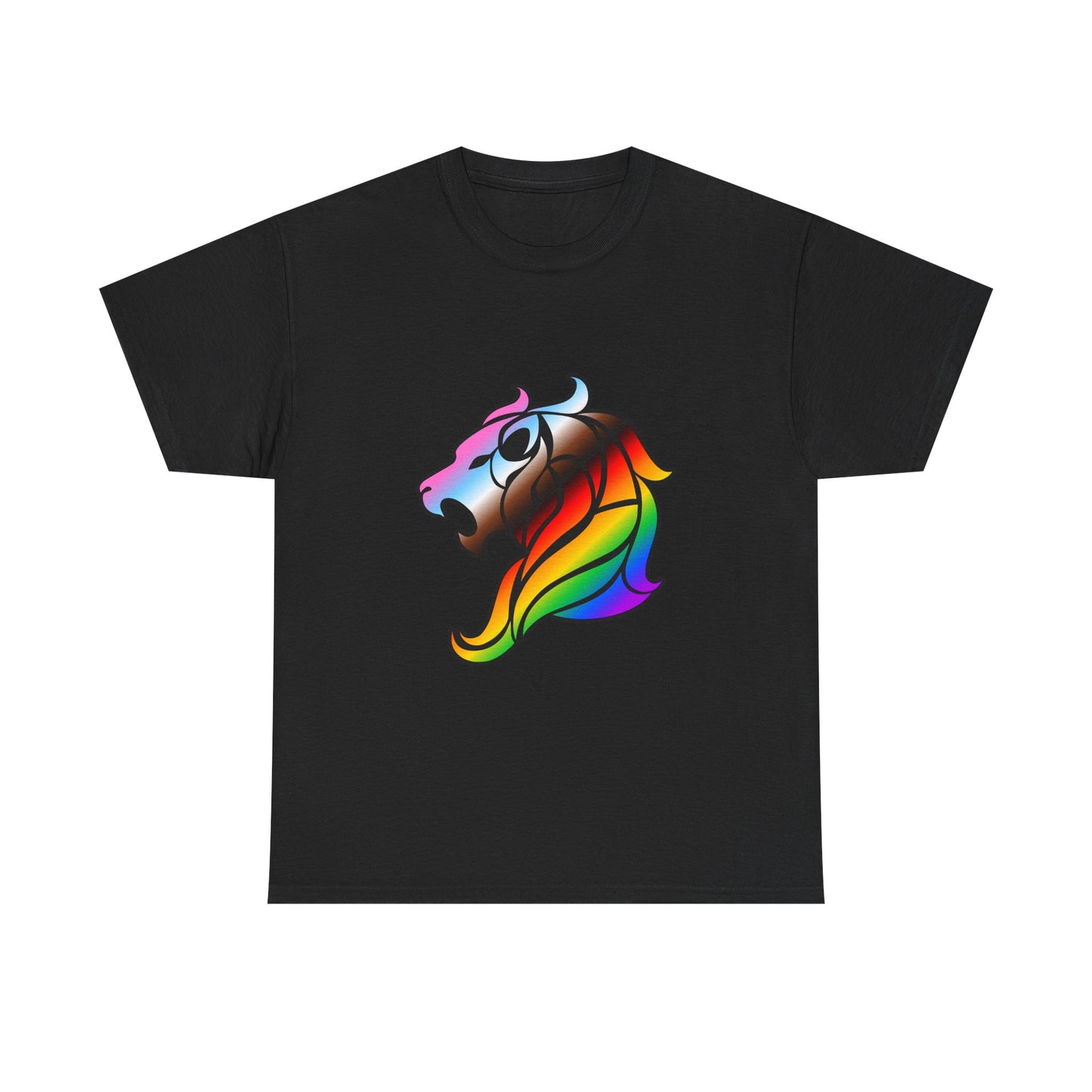 Leo Zodiac Heavy Cotton Tee | Unisex Astrology Shirt, Progress Pride Flag Colors, Image Only